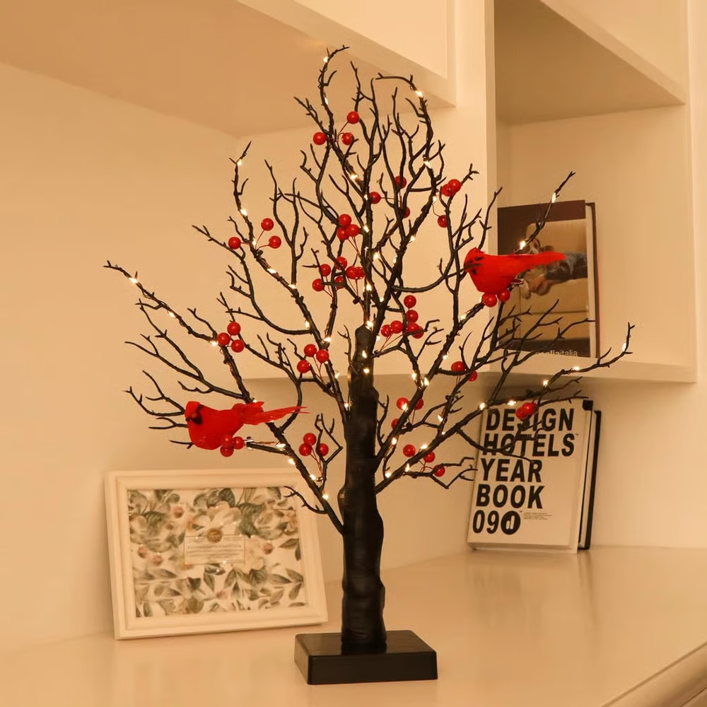 🔥Christmas New Arrival🎄Christmas Lighted Mini LED Tree With Red Berries