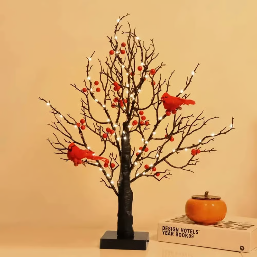 🔥Christmas New Arrival🎄Christmas Lighted Mini LED Tree With Red Berries