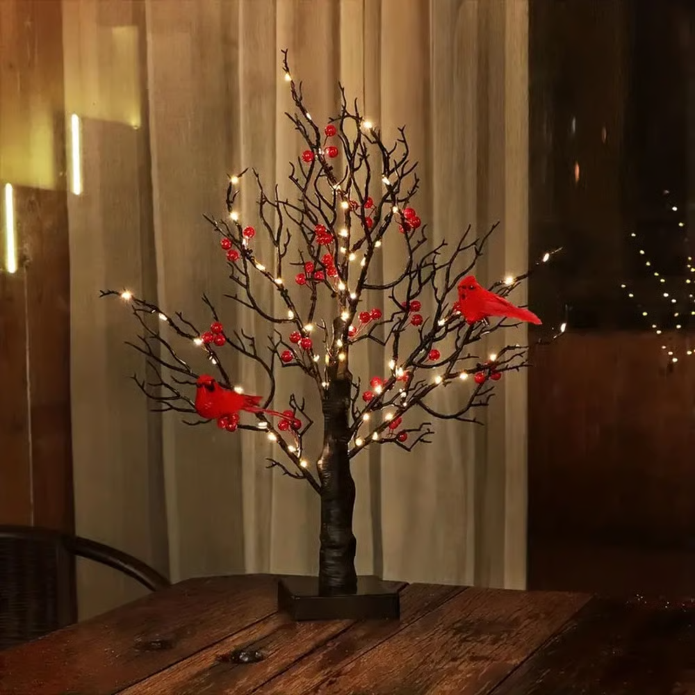 🔥Christmas New Arrival🎄Christmas Lighted Mini LED Tree With Red Berries