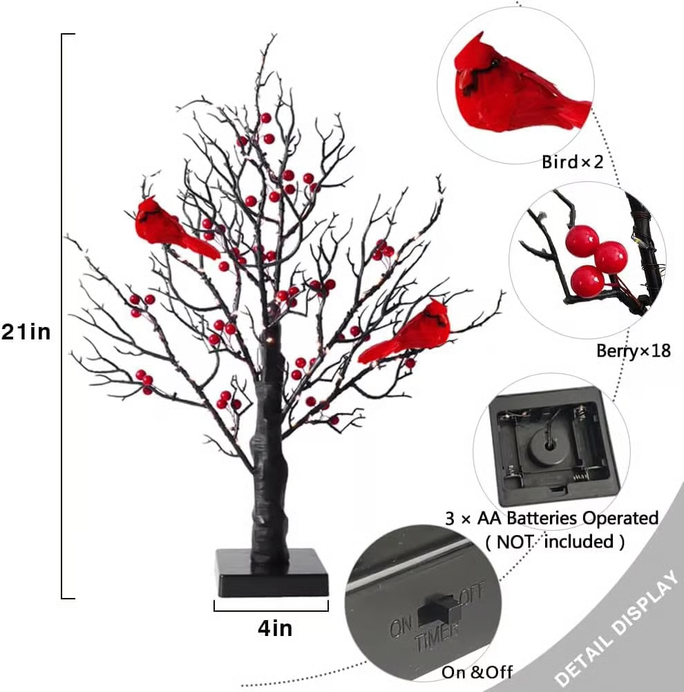 🔥Christmas New Arrival🎄Christmas Lighted Mini LED Tree With Red Berries