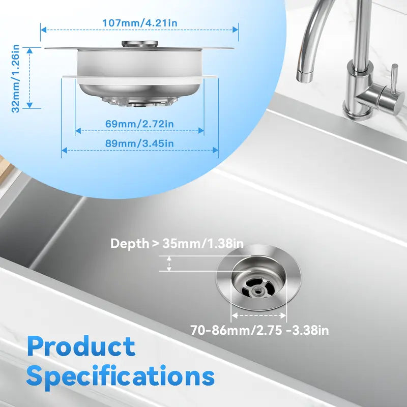 Upgraded 3 in 1 Kitchen Sink Drain Strainer