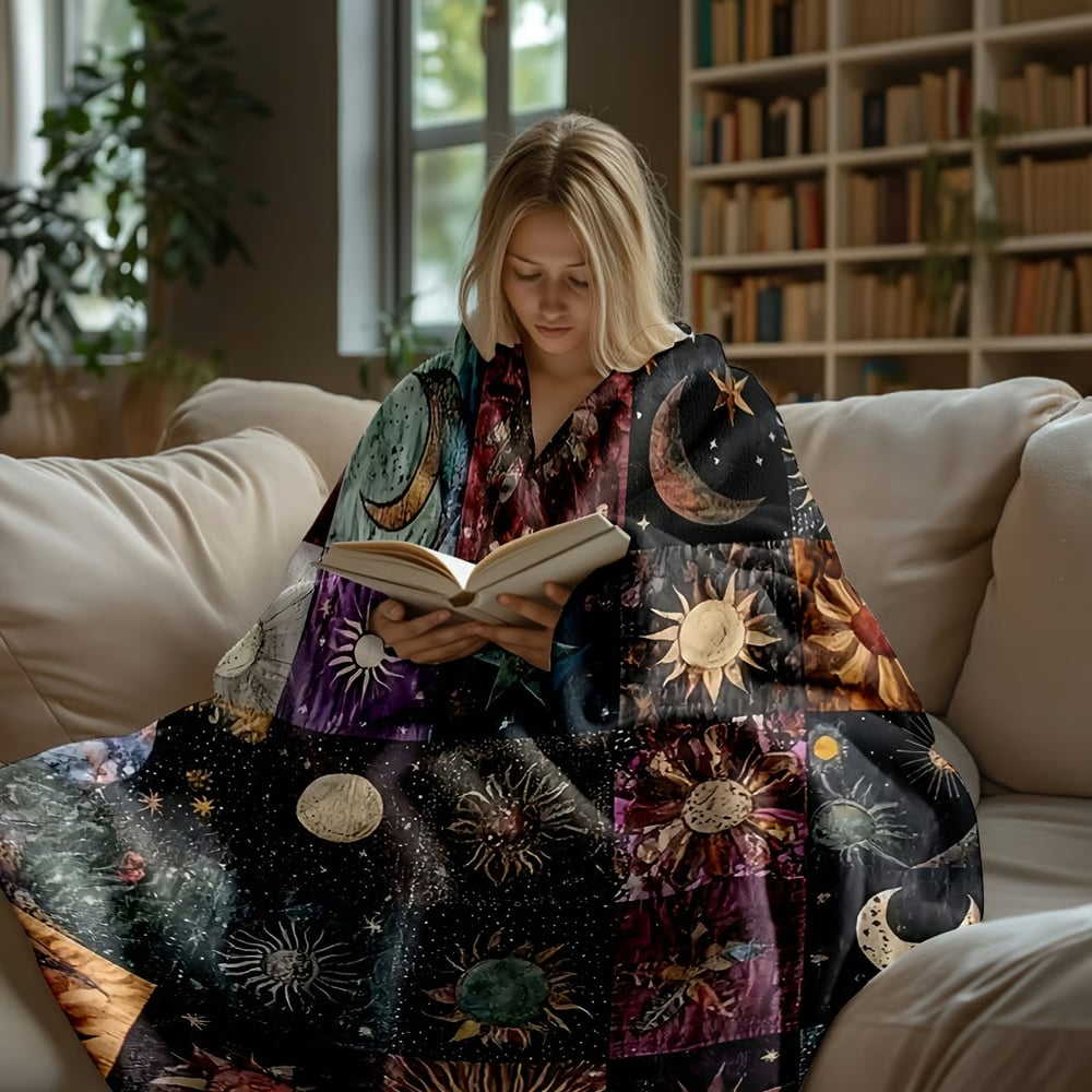 Last Day 49% OFF 🔥Bohemian Sun and Moon Flannel Blanket