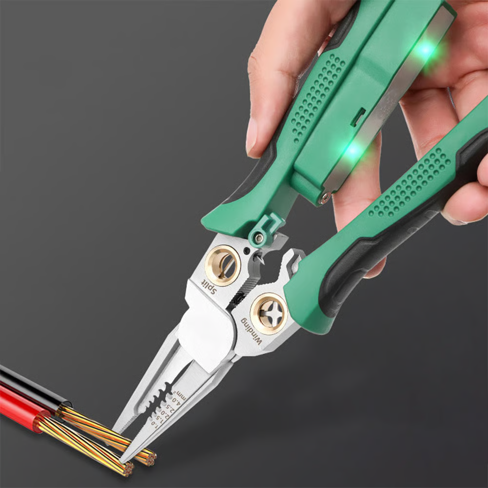 8 in 1 Wire Stripper Twister for Cutting and Pulling Wires Cable Scissors, Voltage Tester Pliers