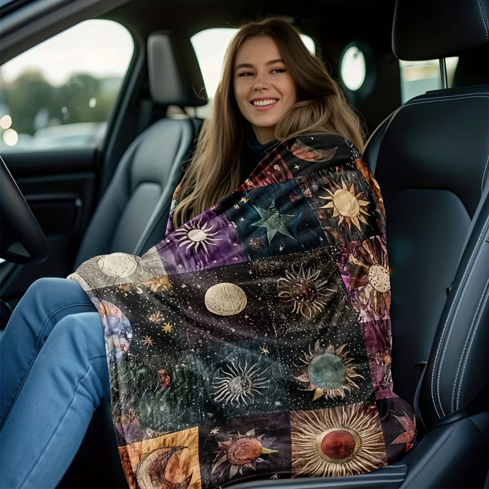 Last Day 49% OFF 🔥Bohemian Sun and Moon Flannel Blanket