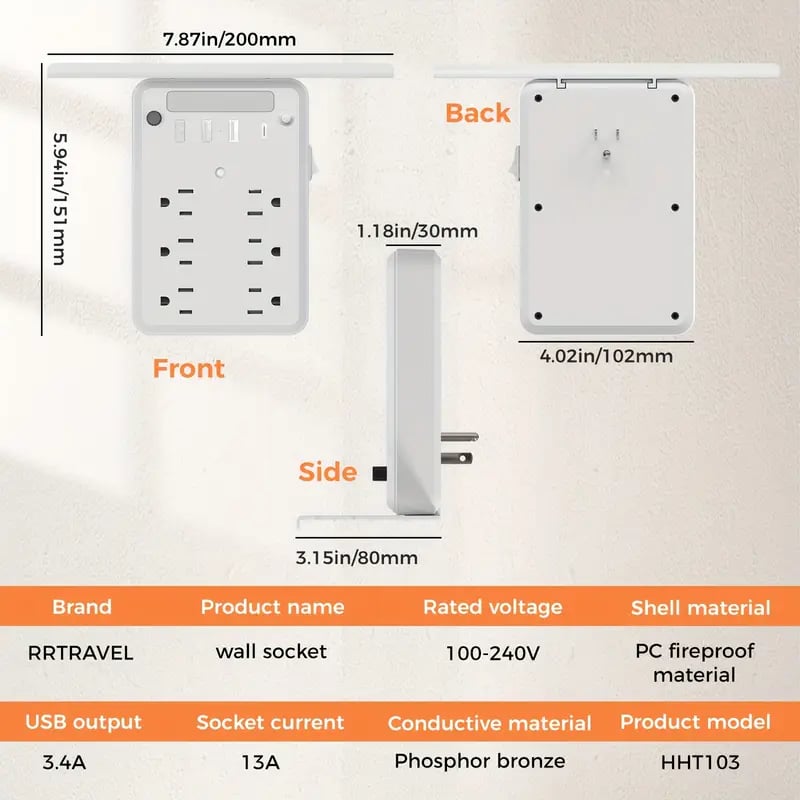 Wall Outlet Extender with Shelf Night