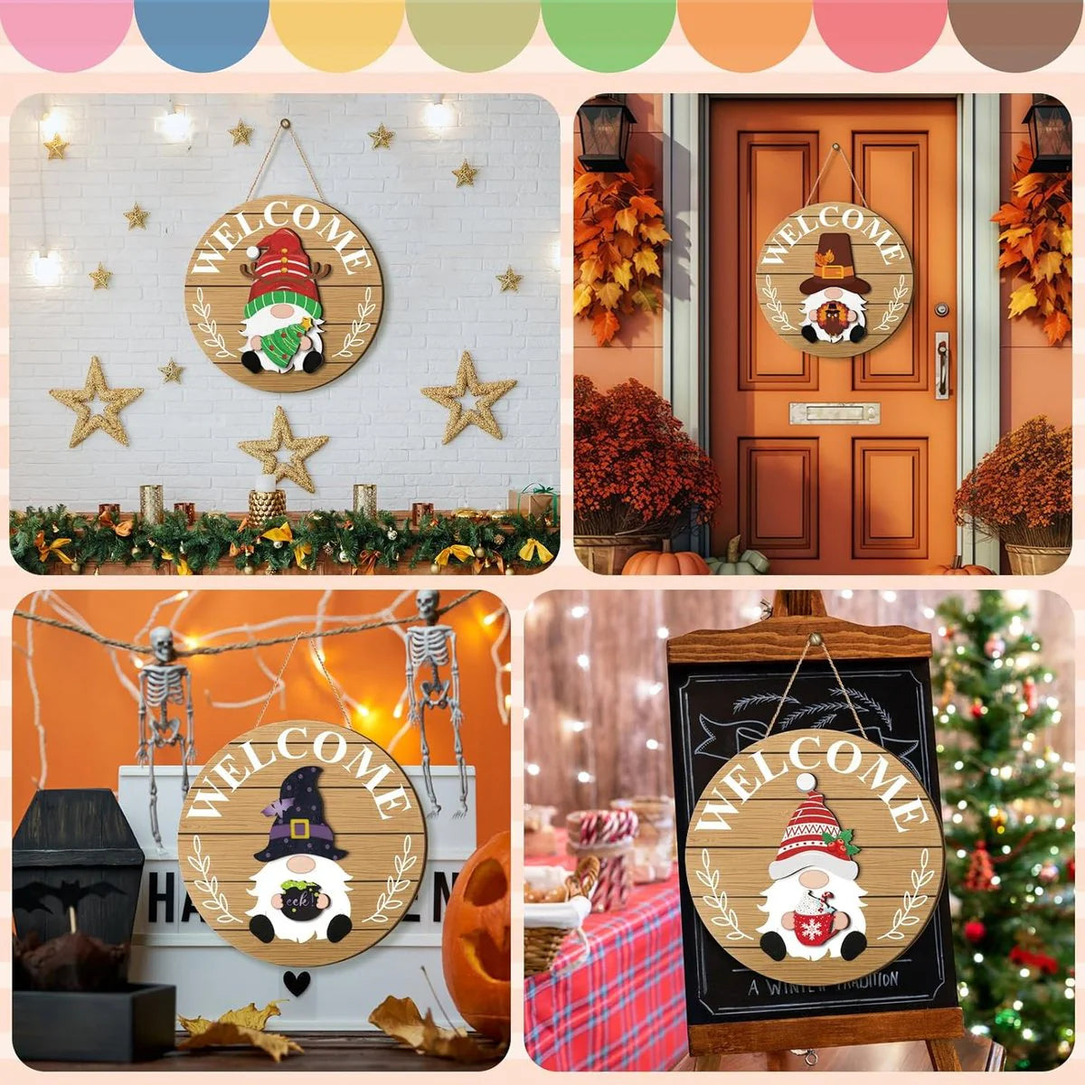 ✨Magnetic Interchangeable Gnome Holiday Door Signs🎅