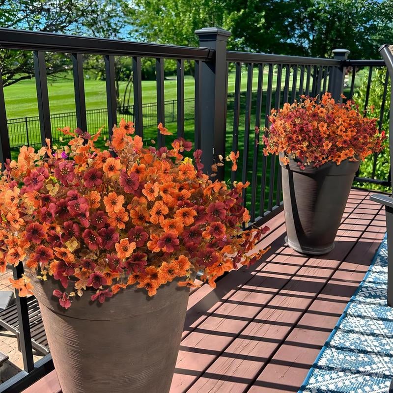 Artificial Outdoor Sunset Mums Flowers - UV resistant, Waterproof, Windproof