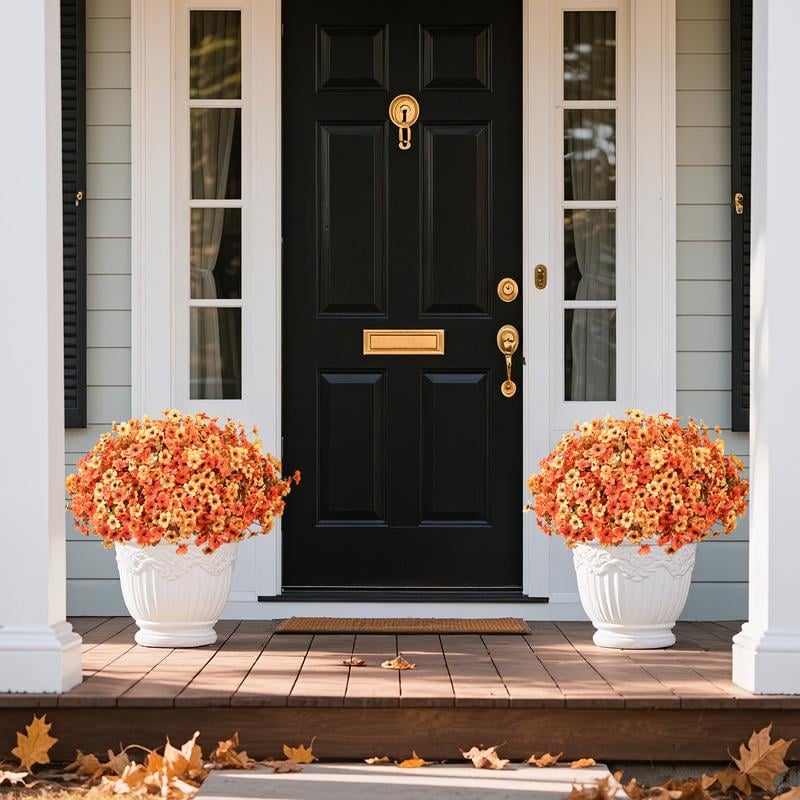 Artificial Outdoor Sunset Mums Flowers - UV resistant, Waterproof, Windproof