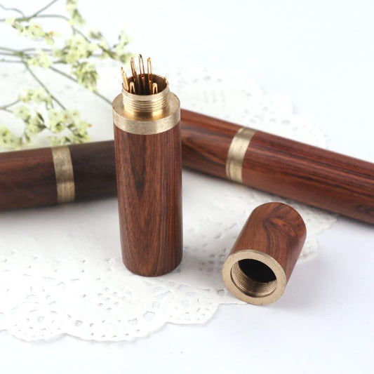 30 Hand Sewing Pointed Needles with Wooden Needle Case