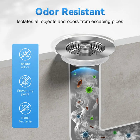 Upgraded 3 in 1 Kitchen Sink Drain Strainer