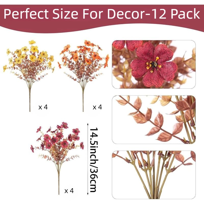 Artificial Outdoor Sunset Mums Flowers - UV resistant, Waterproof, Windproof