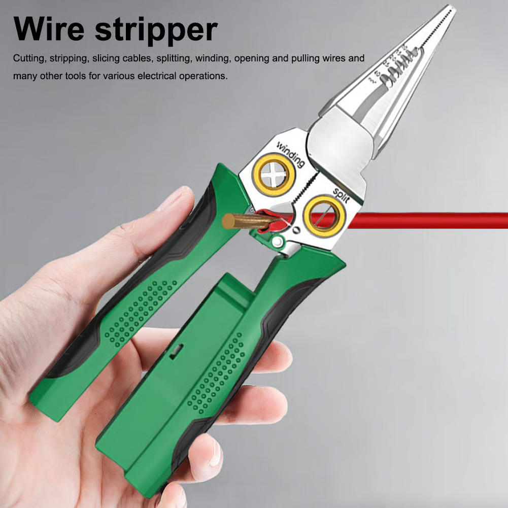8 in 1 Wire Stripper Twister for Cutting and Pulling Wires Cable Scissors, Voltage Tester Pliers