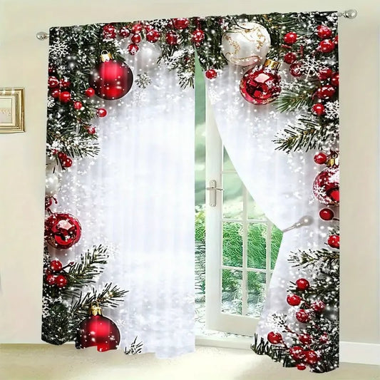 🔥Last Day 49% OFF🎄Christmas ball holiday printed curtains