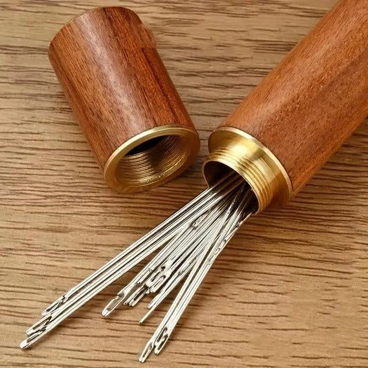 30 Hand Sewing Pointed Needles with Wooden Needle Case