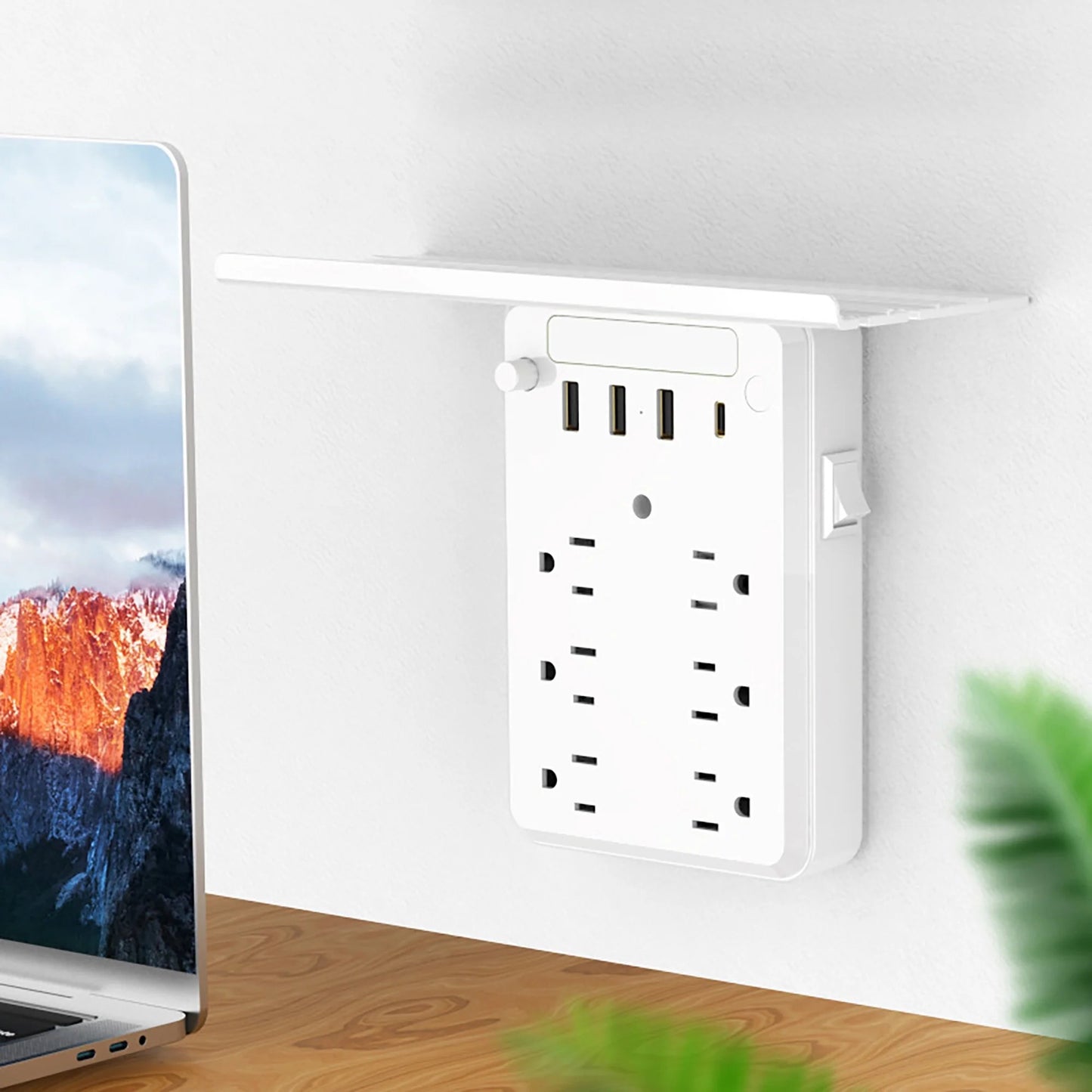 Wall Outlet Extender with Shelf Night
