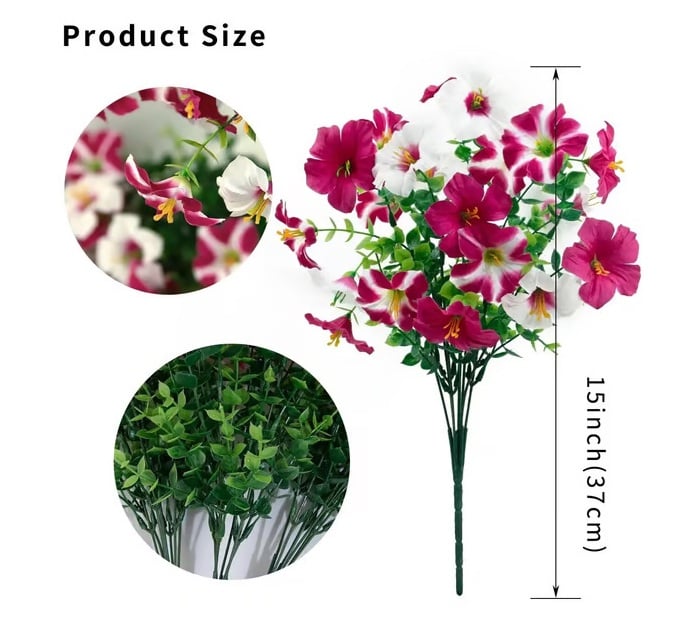 ⏰Last Day 49% OFF🌱Artificial Flowers for Outdoors, Fake Outdoor Petunias UV Resistant (Zero Pollen Allergies)