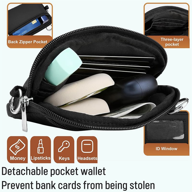 Adjustable Crossbody Phone Wallet Lanyard with Safety Breakaway Clasp