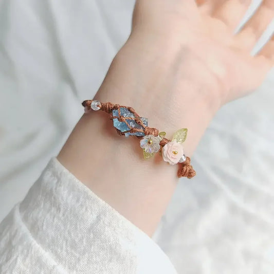 🎁Handmade Bohemian Floral Bracelet — Natural Gemstones & April Birthstone