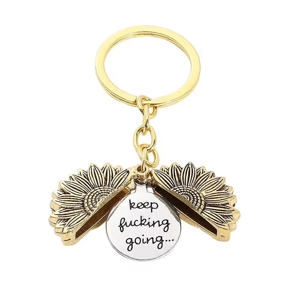 🌻 Sunflower Keychain Inspirational Gifts - “Keep Fcking Going”