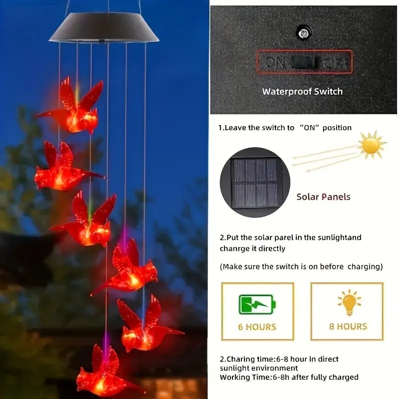 Last Day 49% OFF🐦Solar Cardinal Bird Bell Lights, Outdoor Garden Decor