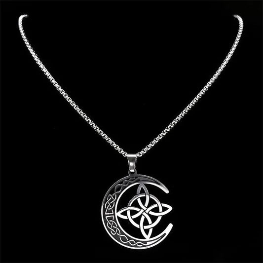 Last Day 49% OFF 🔥Celtic Knot Crescent Steel Pendant Necklace