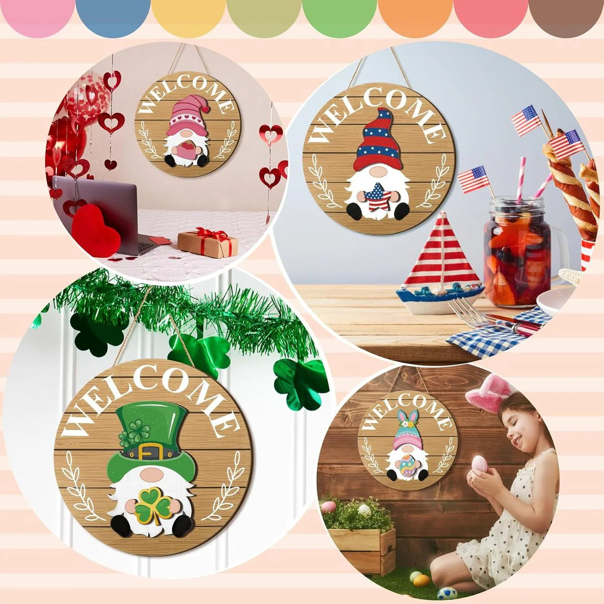 ✨Magnetic Interchangeable Gnome Holiday Door Signs🎅