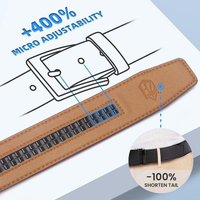 Leather Ratchet Belt With Adjustable Buckle