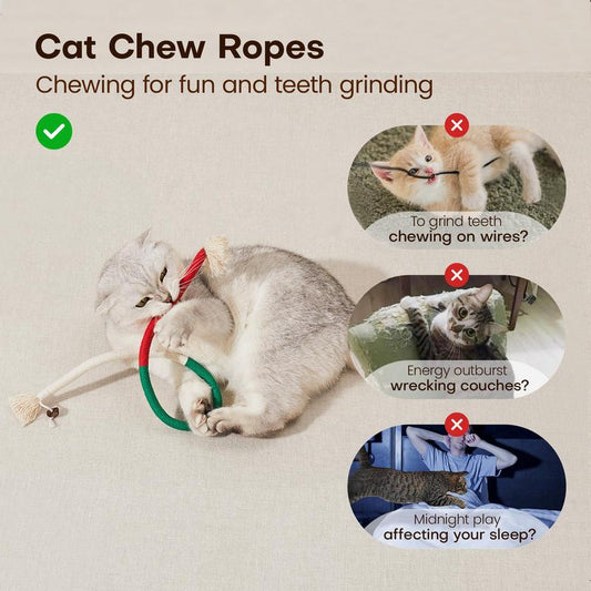 🐈Cat Toys Chew Ropes 3Pcs — Calming Interactive Kitty Toys