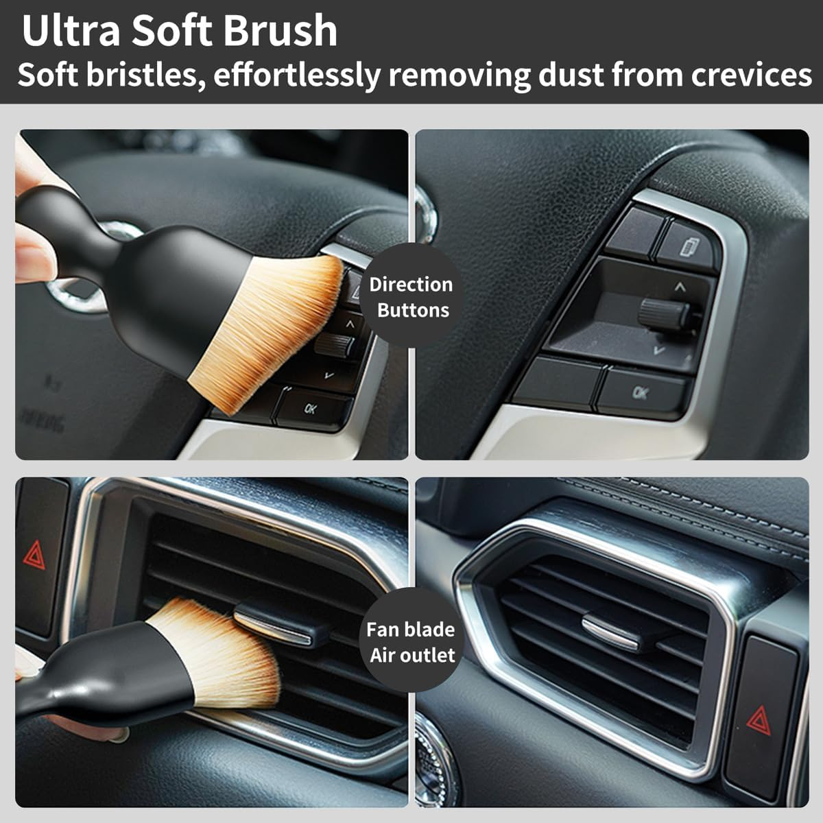 🚗Car Detailing Brush Set - 4-Piece Kit for Interior & Exterior Cleaning