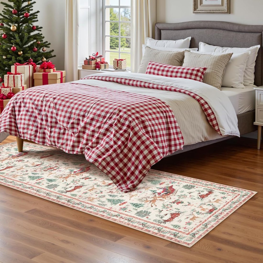 🎄Soft Christmas Rug — Santa & Tree Holiday Carpet Runner