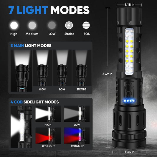 LED Rechargeable Tactical Laser Flashlight High Lumens🔦