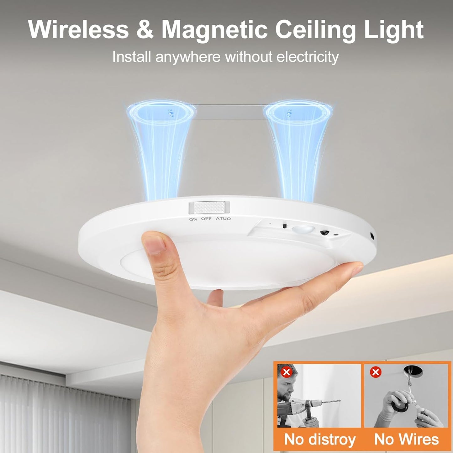 🔥Last Day 49% OFF💡 Rechargeable Motion Sensor Ceiling Light with Remote-1