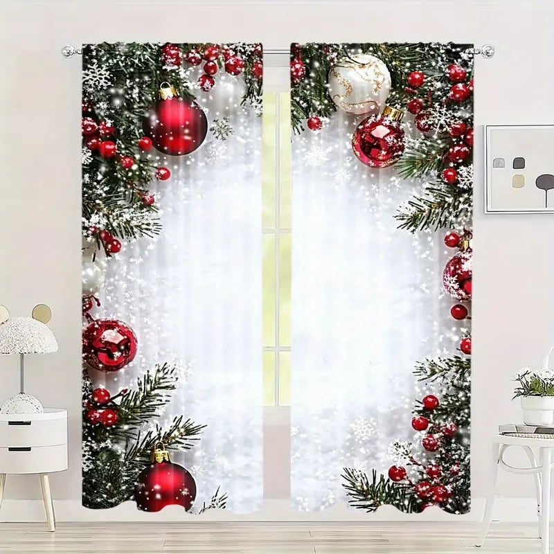 🔥Last Day 49% OFF🎄Christmas ball holiday printed curtains