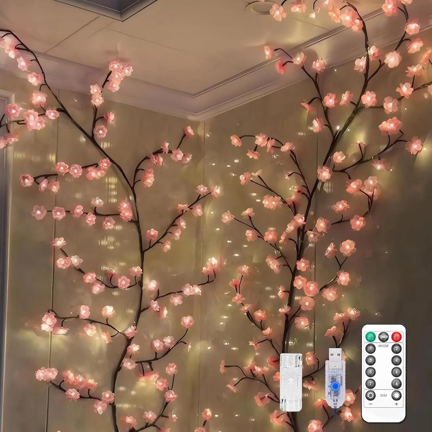 Last Day 49% OFF 🔥Cherry Blossom Tree Branch Lights for Wall(With Remote Control)