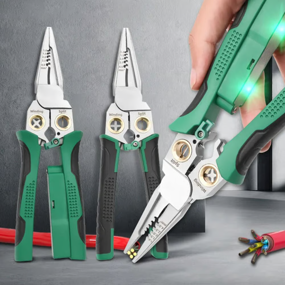 8 in 1 Wire Stripper Twister for Cutting and Pulling Wires Cable Scissors, Voltage Tester Pliers