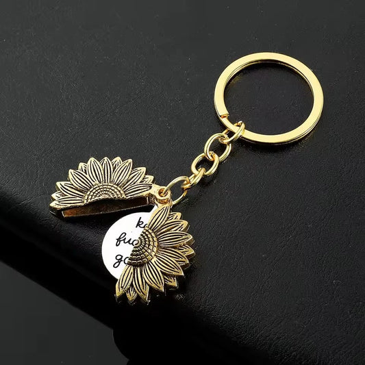 🌻 Sunflower Keychain Inspirational Gifts - “Keep Fcking Going”