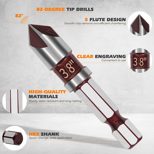 Last Day 49% OFF🔥5-Piece HSS Countersink Drill Bit Set