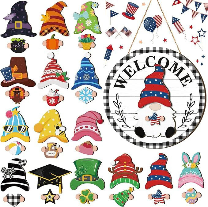✨Magnetic Interchangeable Gnome Holiday Door Signs🎅