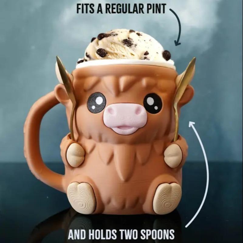 🔥Highland Cow Ice Cream Pint Holder Rack