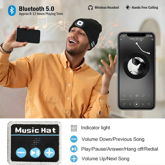 Last Day 49% OFF🔥Bluetooth Beanie with LED Headlight and Removable Speakers