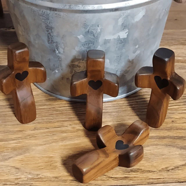 Last Day 49% OFF🔥 Handcrafted Wooden Cross My Heart with keychain