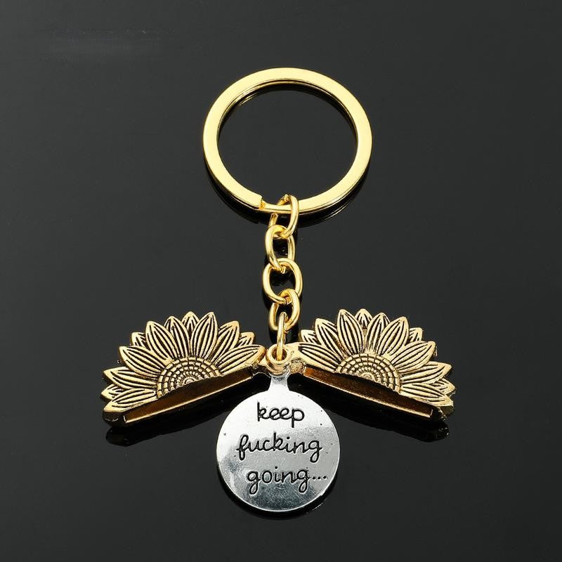 🌻 Sunflower Keychain Inspirational Gifts - “Keep Fcking Going”