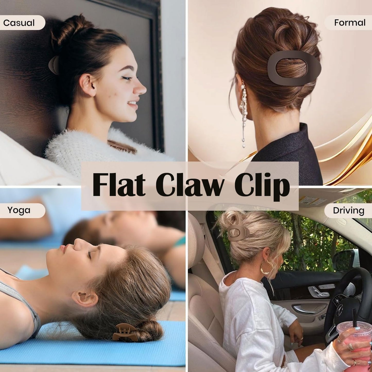 4 Pack Solid Hair Flat Clip Set