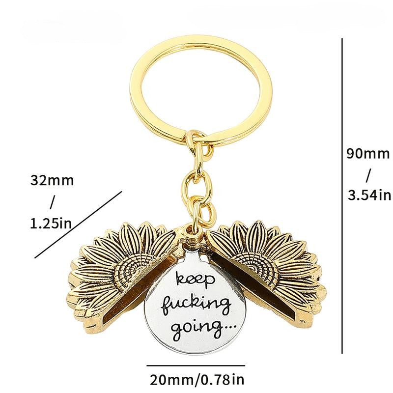 🌻 Sunflower Keychain Inspirational Gifts - “Keep Fcking Going”