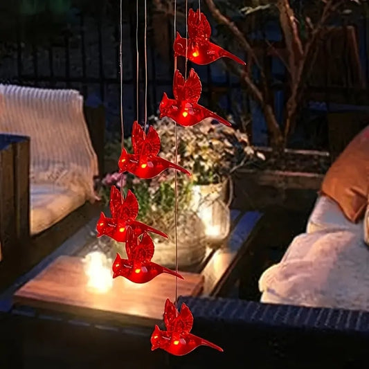 Last Day 49% OFF🐦Solar Cardinal Bird Bell Lights, Outdoor Garden Decor