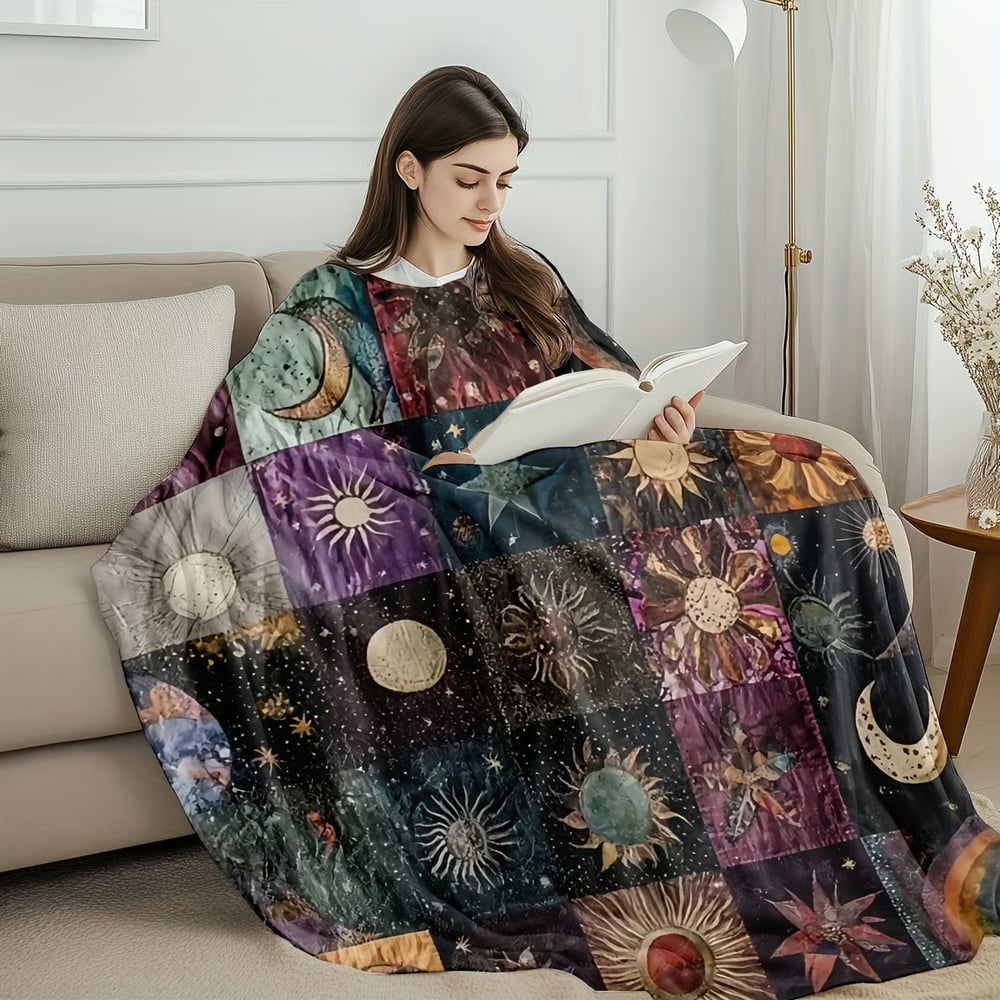 Last Day 49% OFF 🔥Bohemian Sun and Moon Flannel Blanket