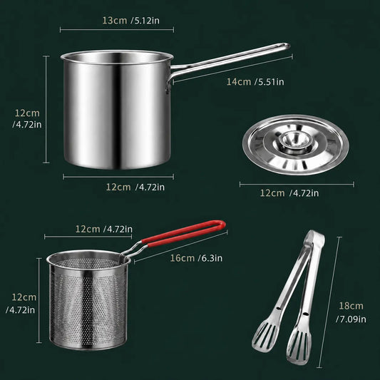 🔥 Oil-Saving Mini Fryer Pot — Less Oil, Less Mess, Easy Drain (4-Pack)