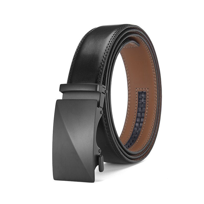 Leather Ratchet Belt With Adjustable Buckle