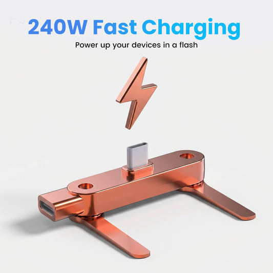 240W Fast Charging Cable ⚡ — Built-In Phone Stand for Hands-Free Use