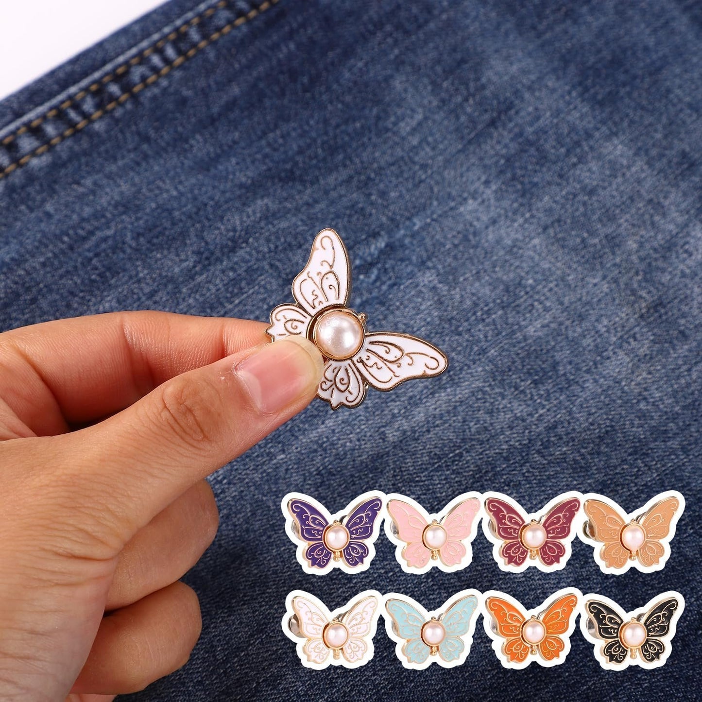 🔥8Pcs Butterfly Pants Waist Tightener — Make Loose Jeans Look Cute 🦋